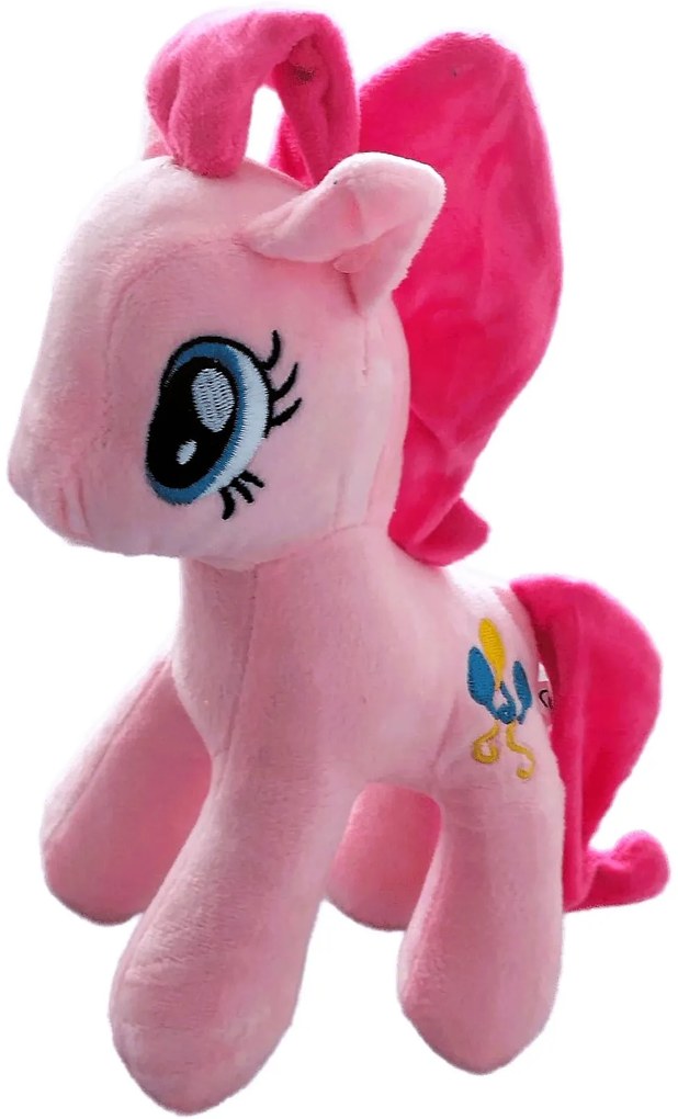 Jucarie de plus, ponei, my little pony, cu melodie, snur cu ventuza, 25 cm, pinkie pie, roz