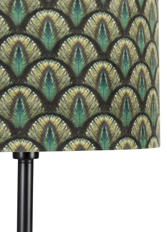Lampă de podea cu abajur negru cu design de păun, interior auriu, 40 cm - Simplo