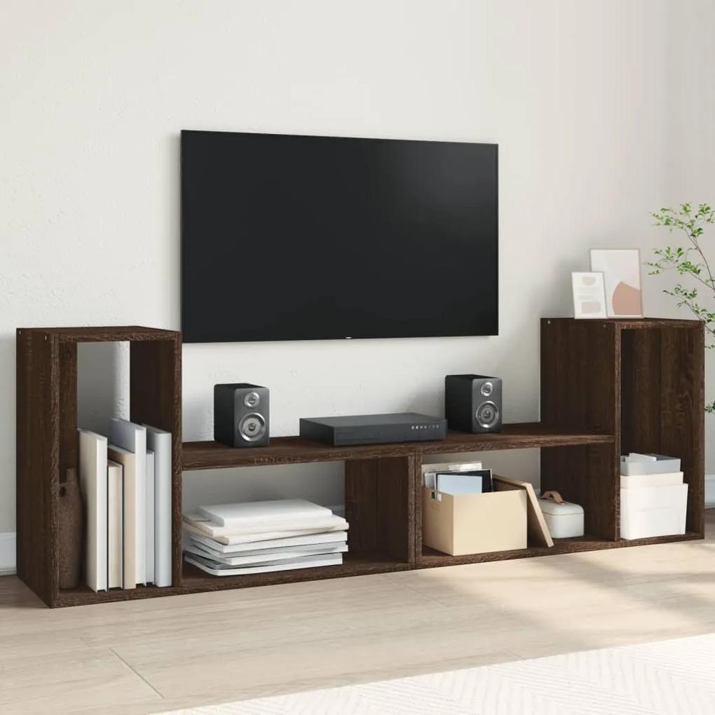 840792 vidaXL Dulap TV, 2 buc., stejar maro, 75x30x50 cm, lemn prelucrat