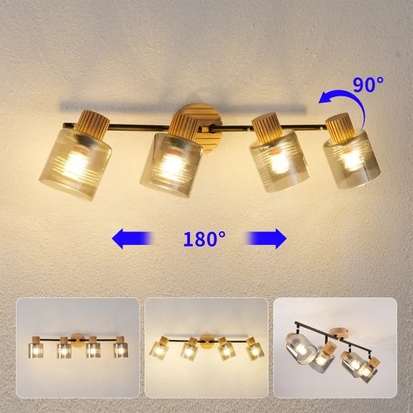 Brilagi - Lampă spot HYGGE 4xE14/15W/230V lemn de cauciuc/fumuriu