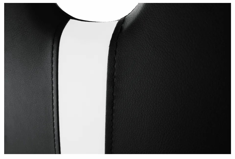 Scaun, negru / alb, piele ecologică / crom, SIGNA