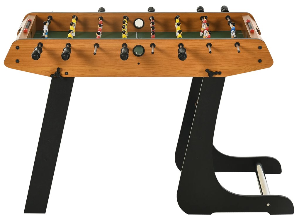 HOMCOM Masă de baby-foot pliabilă din MDF, 2 mingi incluse, ideală pentru joacă acasă, design lemn/negru, 98x42x62 cm | Aosom Romania