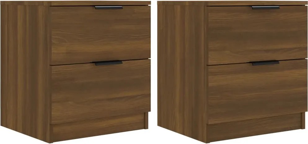 vidaXL Noptiere de perete, 2 buc., stejar maro, lemn prelucrat