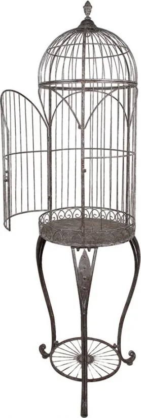 Colivie decorativa, maro, din metal, aspect antichizat