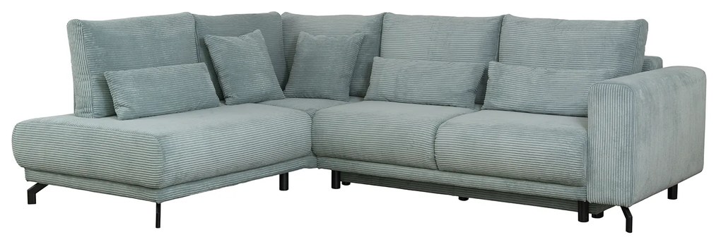 Coltar MODEST extensibil, cu arcuri si lada depozitare, colt stanga, mint, 275x216x91 cm