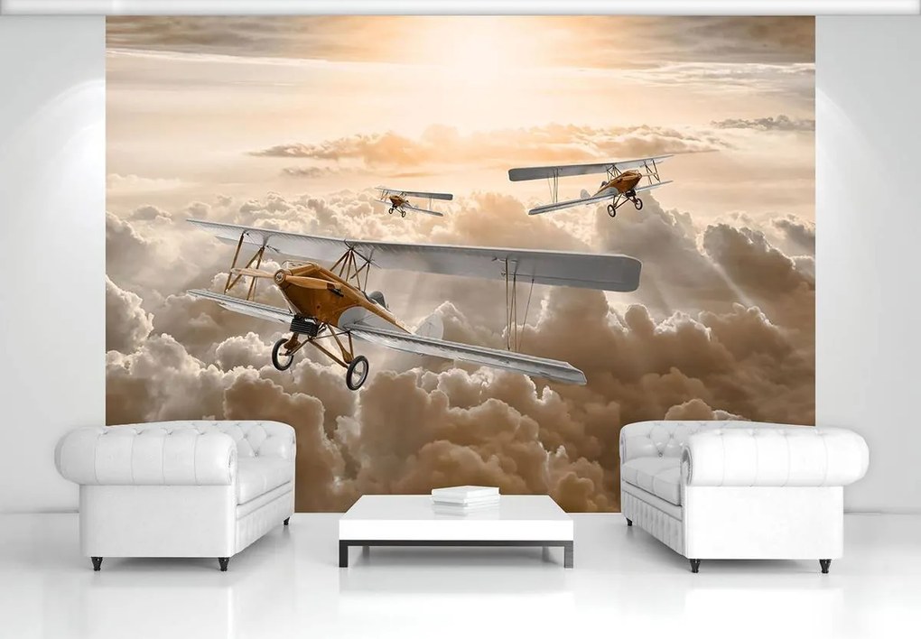 Fototapet - Avioane deasupra norilor (152,5x104 cm)