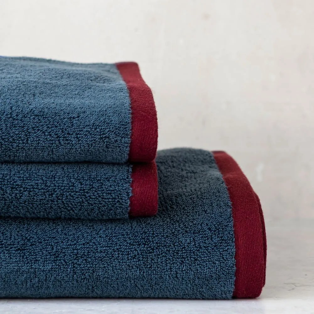 Prosop albastru închis/gri din bumbac organic din frotir 70x133 cm Soft – Mette Ditmer Denmark