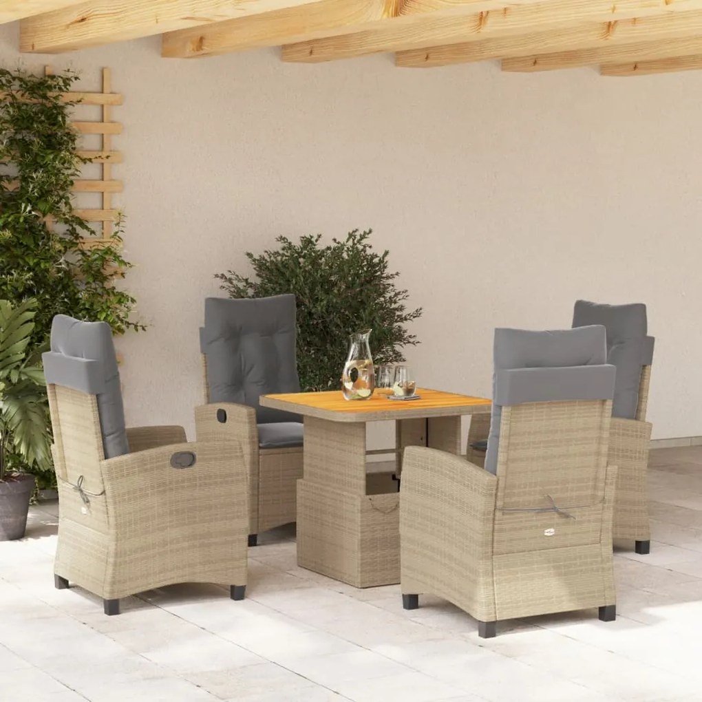 3277422 vidaXL Set mobilier de grădină cu perne, 5 piese, bej, poliratan