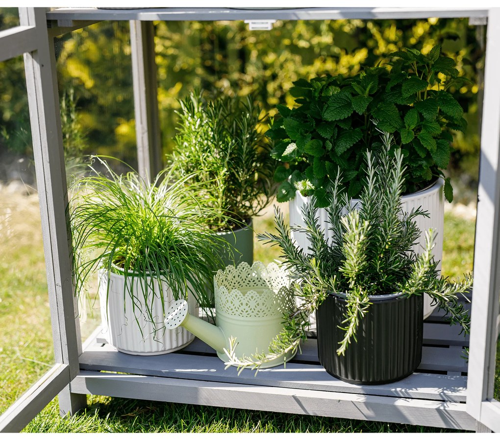 Ghivece de flori din ceramică, set de 2, alb mat, KELSO