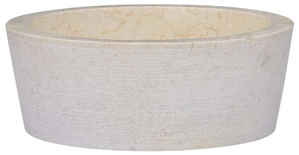vidaXL Chiuvetă, crem, Ø40x15 cm, marmură