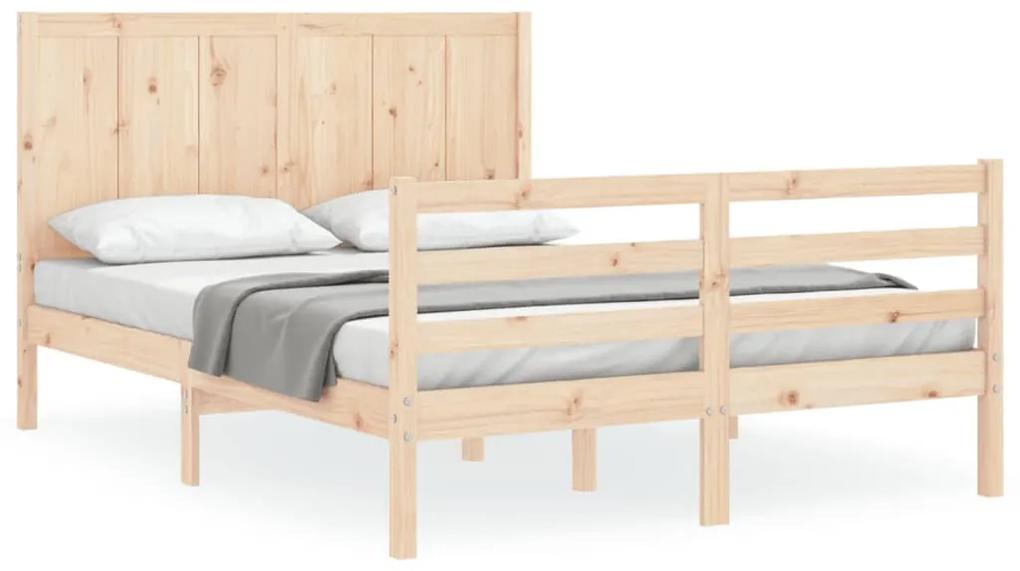 3194511 vidaXL Cadru de pat cu tăblie, king size, lemn masiv