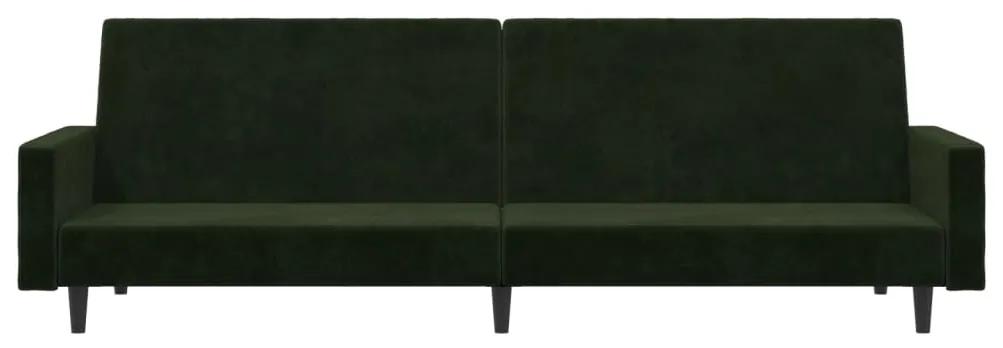 Canapea extensibila cu 2 locuri, verde inchis, catifea Morkegronn, Fara suport de picioare