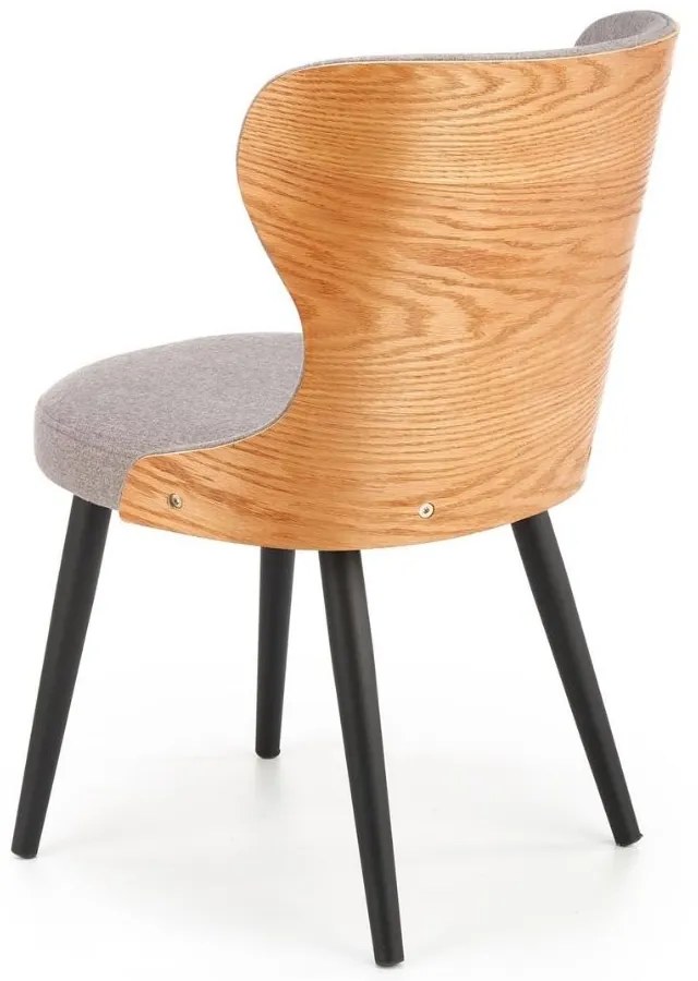 Scaun de bucaterie Selune, gri/lemn natural