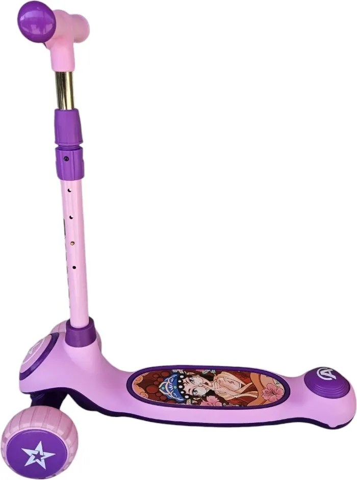 Trotineta copii cu roti luminoase din silicon NOVOKIDS™ Mini Scooter 9080, Cu melodii si lumini, 3 roti, Pliabila, Maner reglabil pe inaltime, Maxim