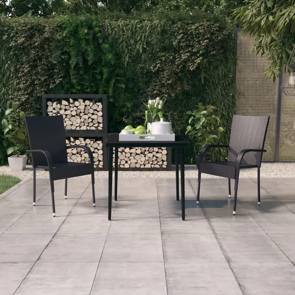 3099395 vidaXL Set mobilier de grădină, 3 piese, negru