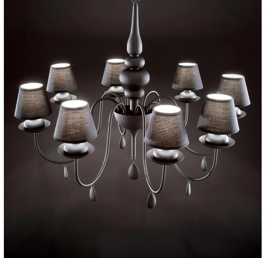 Lustră pe lanț Ideal Lux BLANCHE 8xE14/4W/230V d. 92 cm negru