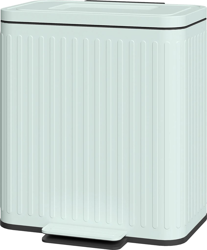 HOMCOM Coș de gunoi pentru bucătărie, 2 x 20 L compartimente, separare eficientă a deșeurilor, pedală, Plastic, Metal, Verde | Aosom Romania