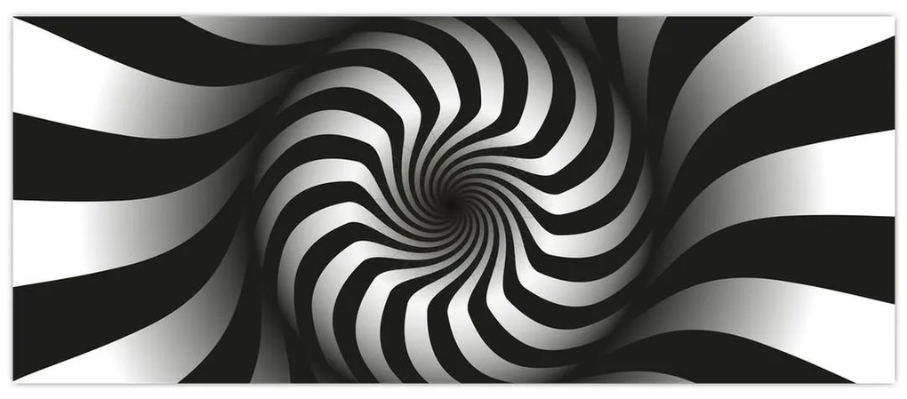 Tablou abstract cu spirala alb neagră (120x50 cm)
