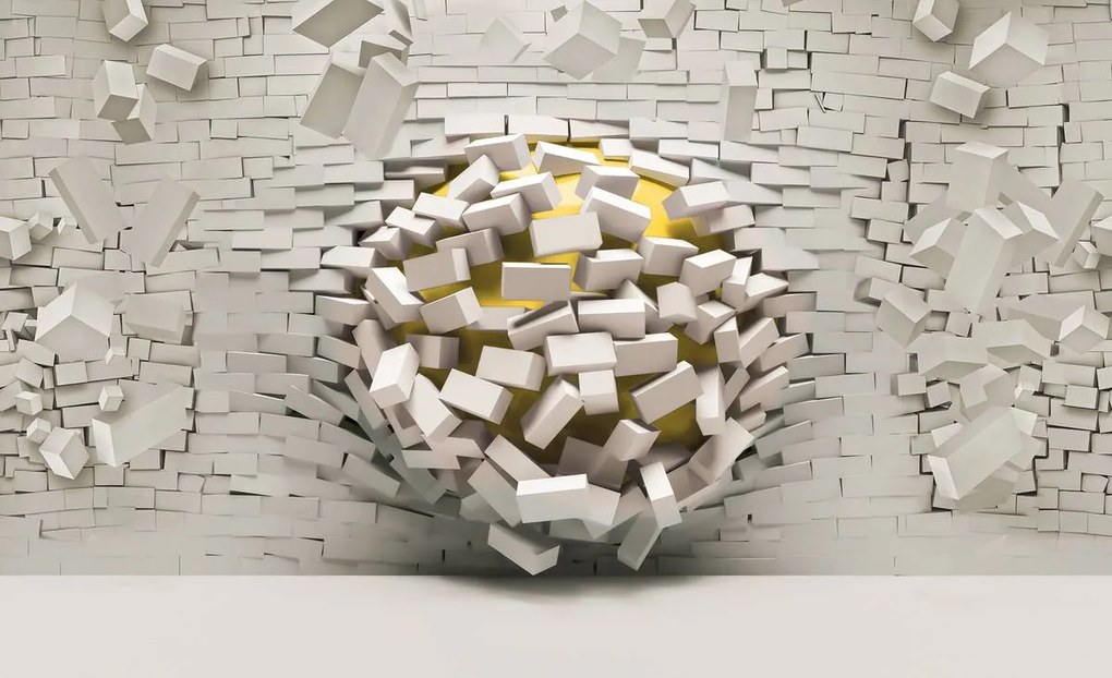 Fototapet - 3D perete cu minge (152,5x104 cm)