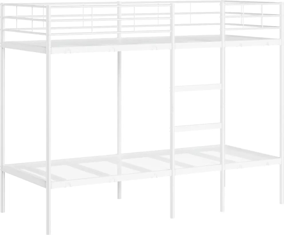 vidaXL Pat supraetajat fără saltea alb 80x200 cm oțel