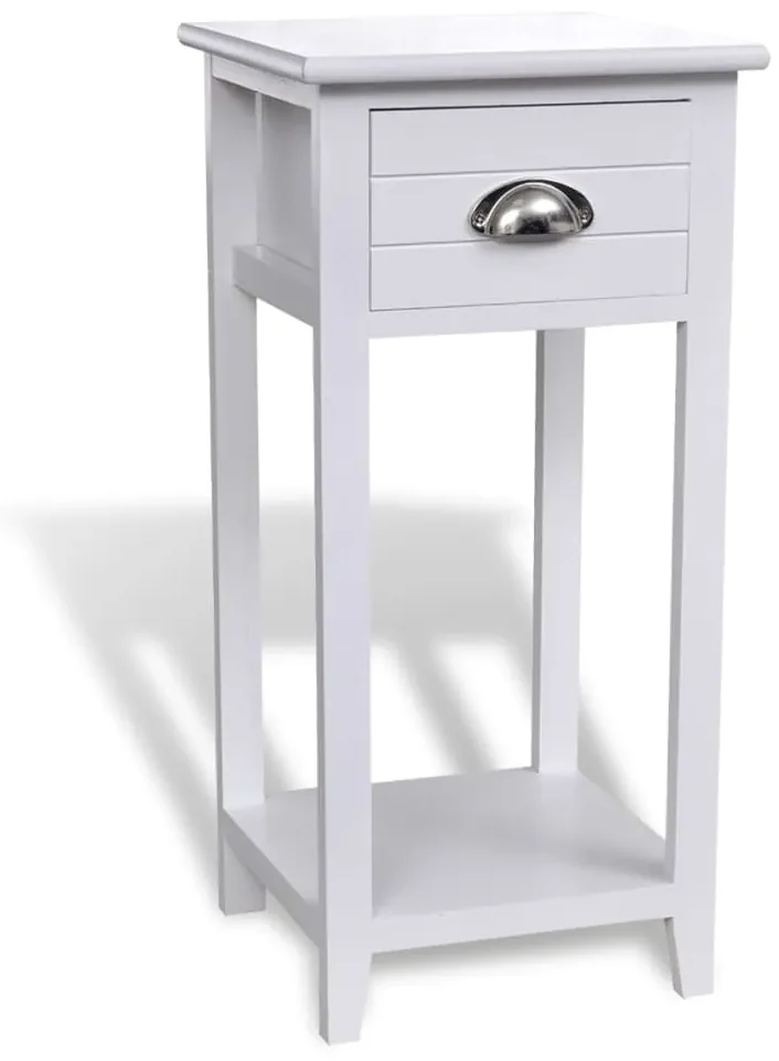 242040 vidaXL Noptieră cu 1 sertar, alb