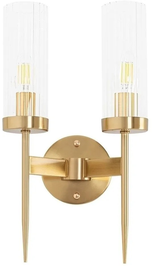 Aplica de perete, Metal, Sticla, Flame auriu