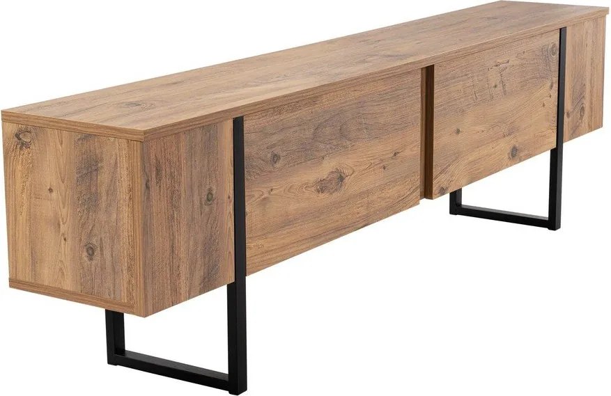 Comodă TV în culoare naturală cu aspect de lemn de pin 180x50x29,5 cm Serenity – Kalune Design