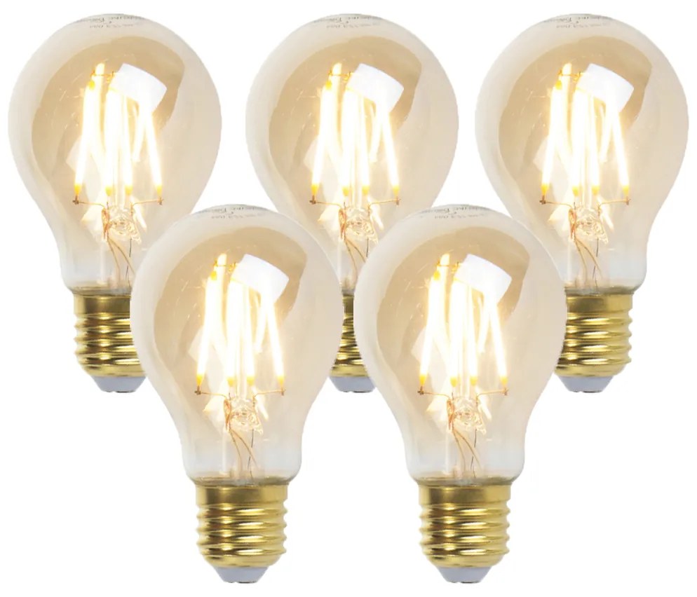 Set de 5 becuri LED cu dimmer E27 Goldline 5W 380lm 2200K