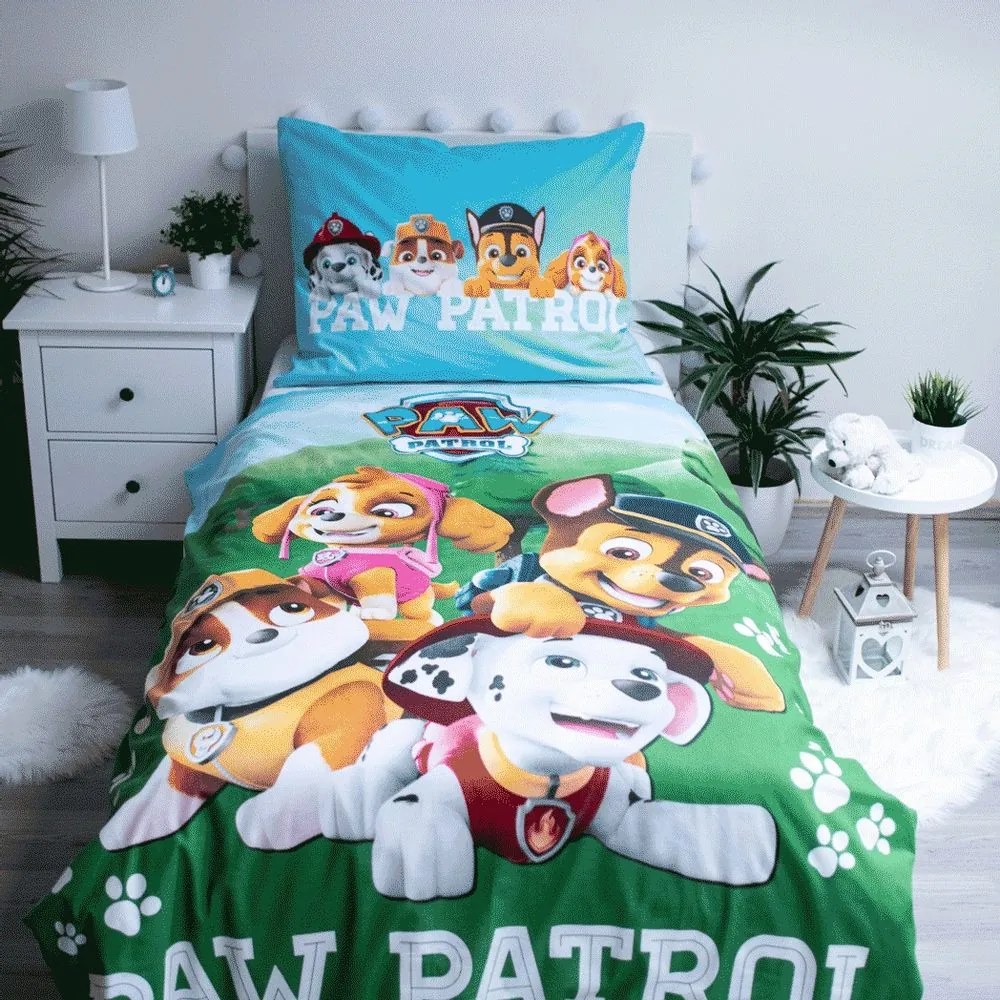 Lenjerie de pat luminoasă "Patrula Cățelușilor"