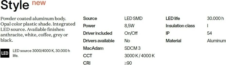 Stalp LED iluminat exterior STYLE PT H030 COFFEE 3000K