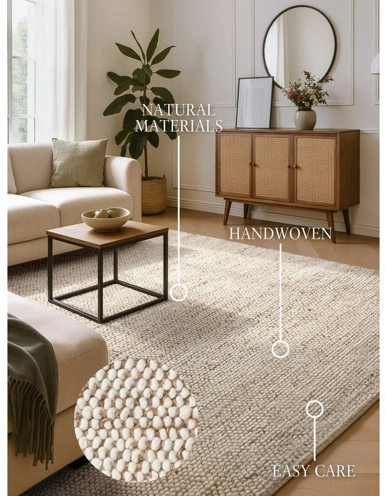 Covor bej țesut manual din amestesc de lână 200x300 cm Peas – Villeroy&amp;Boch