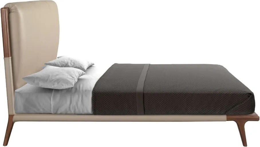 Pat dublu tapitat design LUX din lemn si piele sintetica Mink 180x200cm