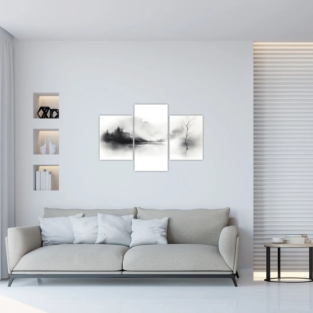 Tablou - pictură cu cerneală de peisaj (90x60 cm)