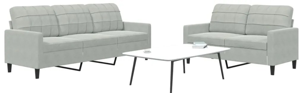 vidaXL Set de canapele cu perne, 2 piese, gri deschis, catifea
