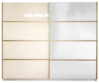 Gold Dulap 2500 Crem cu usi MDF Lucios si Oglinda