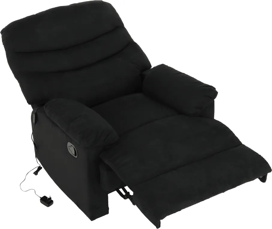 Fotoliu reglabil masaj, material textil catifea negru, LAMBERT