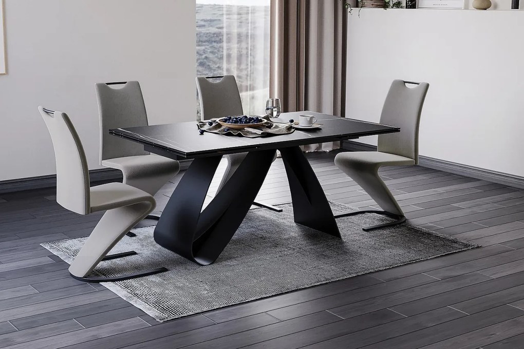 Masa extensibila Diuna Ceramic negru mat - L160-240 cm