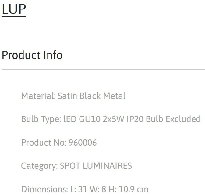 Aplica de perete/tavan cu 2 spoturi design minimalist LUP negru