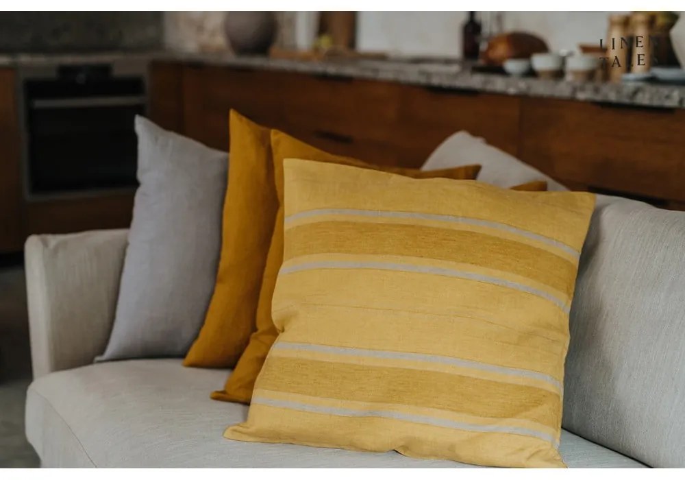 Față de pernă din in 40x40 cm Amber Bronze Stripes – Linen Tales