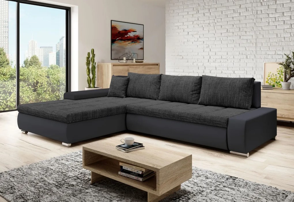 Supermobel Coltar TOSCANIA C, 297x80x214, berlin 02/piele eco neagra, dreapta