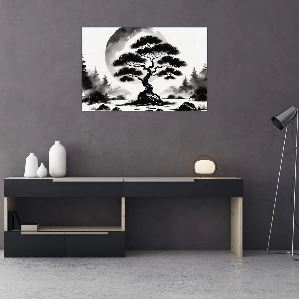 Tablou – Bonsai alb-negru (90x60 cm)