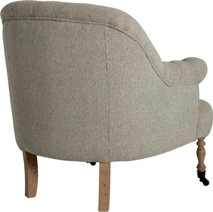Fotoliu tapițat clasic shabby chic cu capitonaj și roți metalice, 70×70×82 cm, „Oxford"
