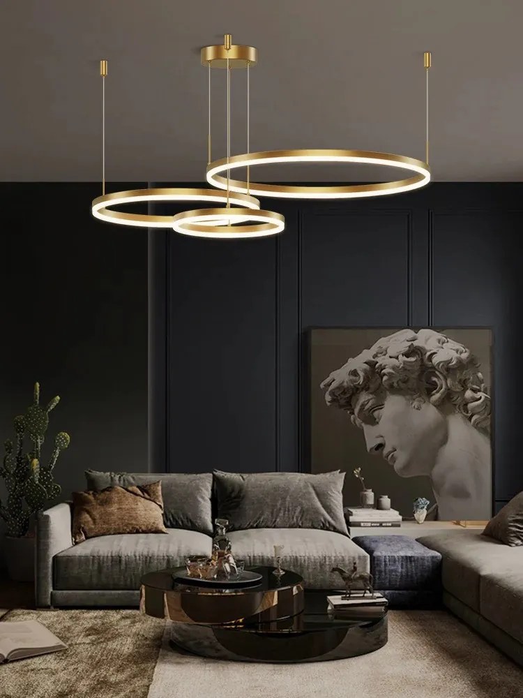 Lustra LED EsnF203003/3, Cu Telecomanda, 3 Tipuri De lumina, 160W, Auriu