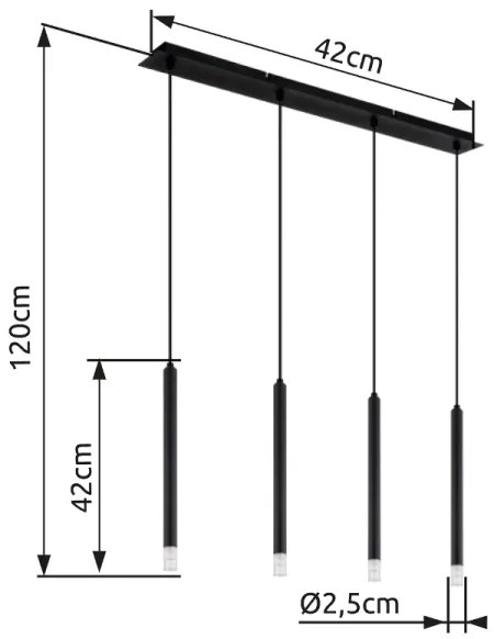 Lustră pe cablu Globo 15629-4 BLAKE 4xG9/4W/230V