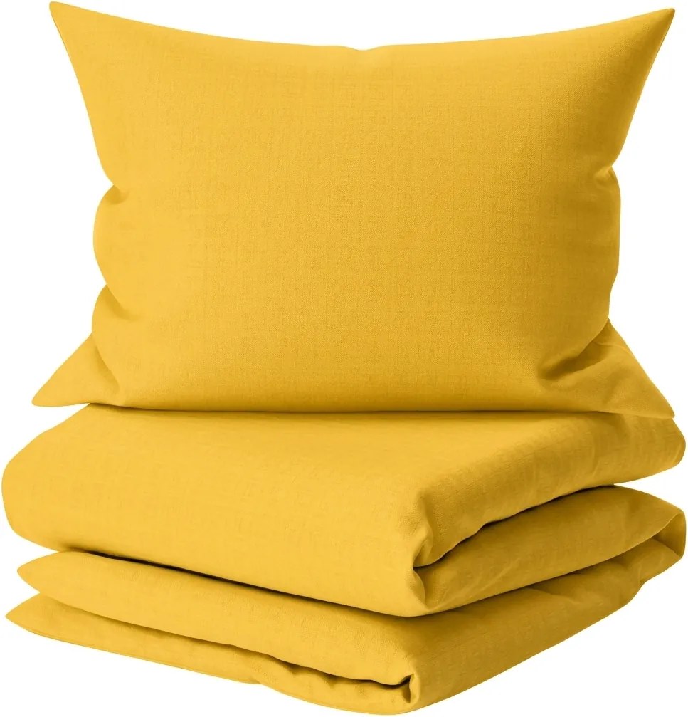 Lenjerie de pat din bumbac percale DOVER mustar Dimensiune lenjerie de pat: 2 buc 60 x 70 cm | 200 x 200 cm