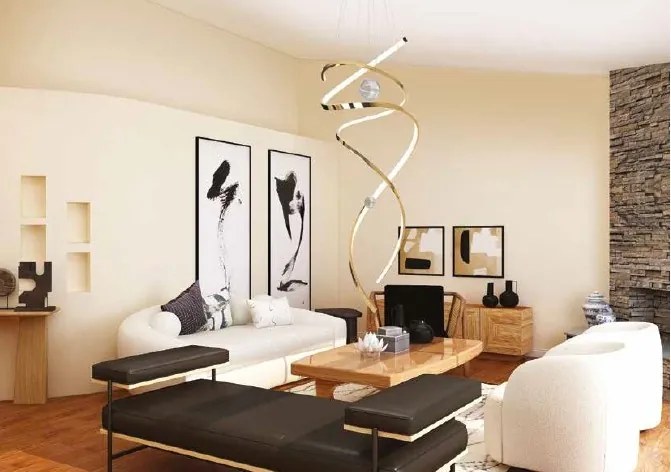 Lustra suspendata LED dimabila, design elegant RITZ auriu P0427D MX