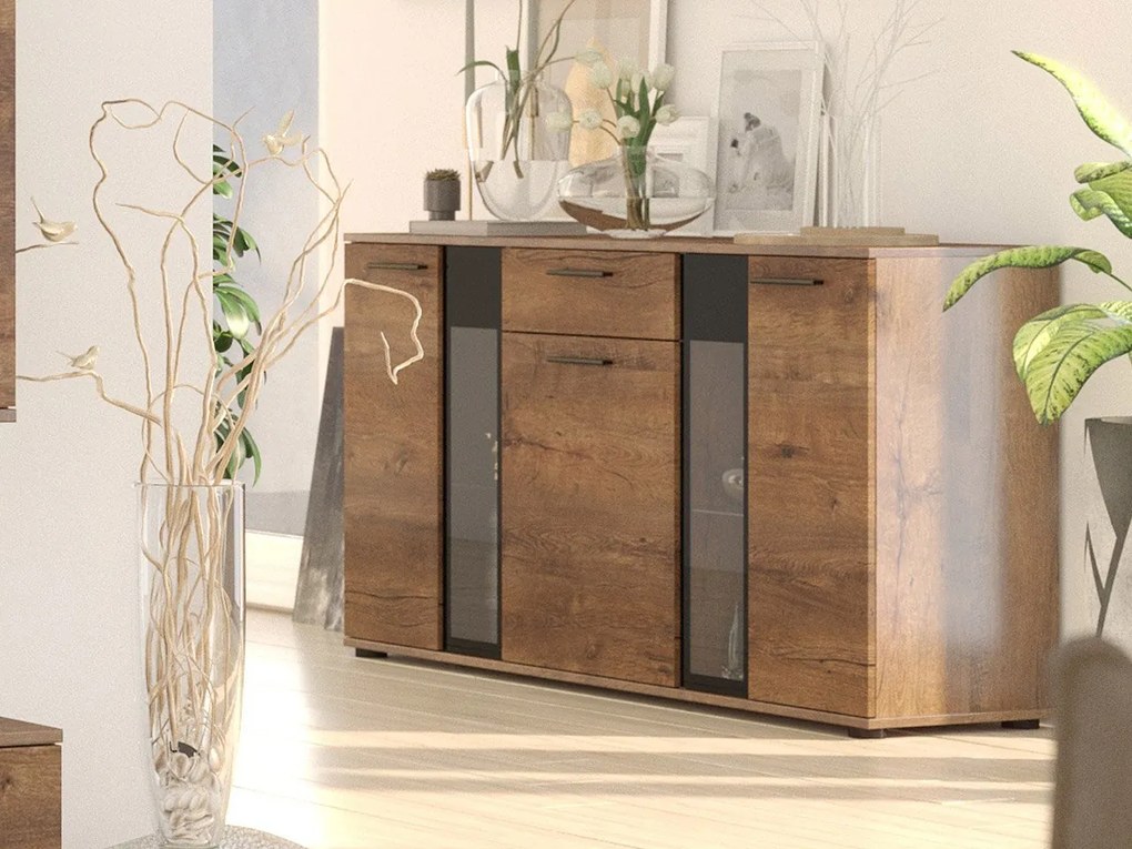 Comodă Fletcher (stejar Lefkas) (iluminat LED). Promo -17%. 1059027