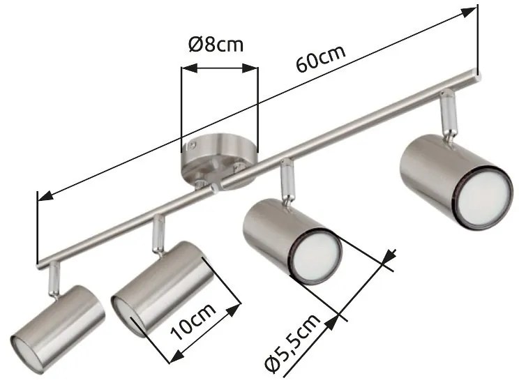 Plafoniera cu 4 Spoturi directionabile ALLVI nickel