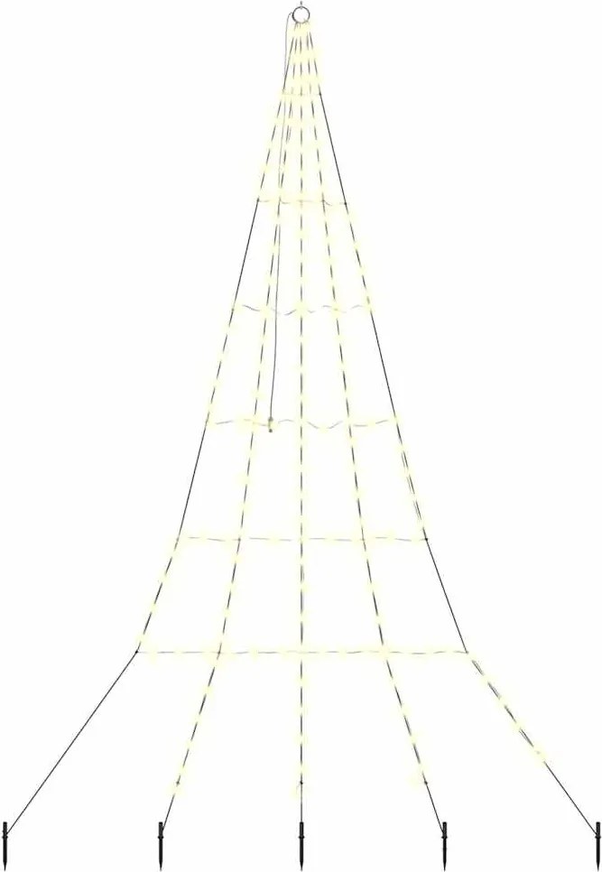 vidaXL Brad de Crăciun LED cu țevi de prindere în pământ 306 cm Metal