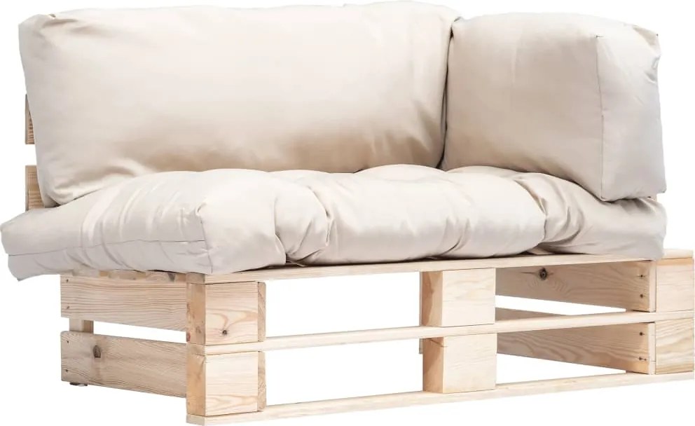 vidaXL Canapea din paleți de grădină, cu perne nisipii, lemn de pin